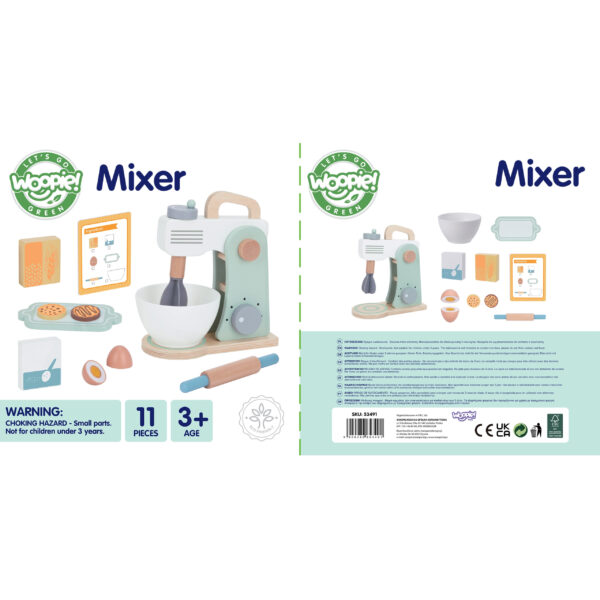 Mikser dla dzieci drewniany zestaw do pieczenia 11 el. 3+ - WOOPIE GREEN - 011
