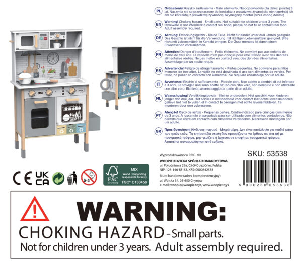 WOOPIE GREEN Drewniana Interaktywna Kuchnia 9w1 z Pralką i Tablicą - 016