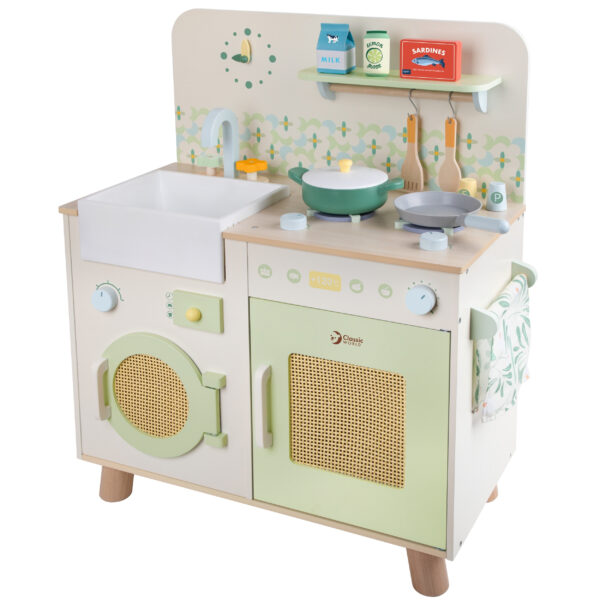 CLASSIC WORLD Drewniana Kuchnia XXL Wielofunkcyjna z Pralką i Akcesoriami - 007