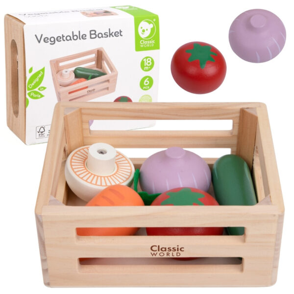 CLASSIC WORLD Zestaw Drewnianych Warzyw w Koszyku 6 el. - 001 CLASSIC WORLD Zestaw Drewnianych Warzyw w Koszyku 6 el. - 001