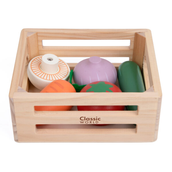 CLASSIC WORLD Zestaw Drewnianych Warzyw w Koszyku 6 el. - 004