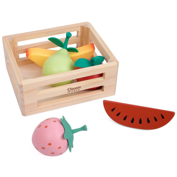 CLASSIC WORLD Zestaw Drewnianych Owoców w Koszyku 6 el. - 001