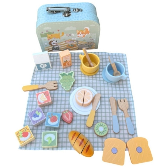 TOOKY TOY Zestaw Piknikowy Owoce do Krojenia Zestaw Śniadaniow - 003