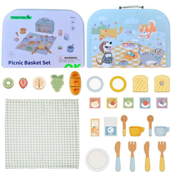 TOOKY TOY Zestaw Piknikowy Owoce do Krojenia Zestaw Śniadaniow - 005