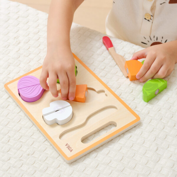 VIGA Drewniana Układanka Edukacyjna Montessori Warzywa do Krojenia - 004