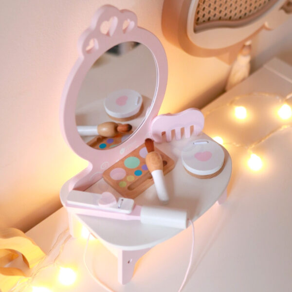 CLASSIC WORLD Drewniana Toaletka dla Dziewczynki z Lustrem + Prostownica 11 akc - 005