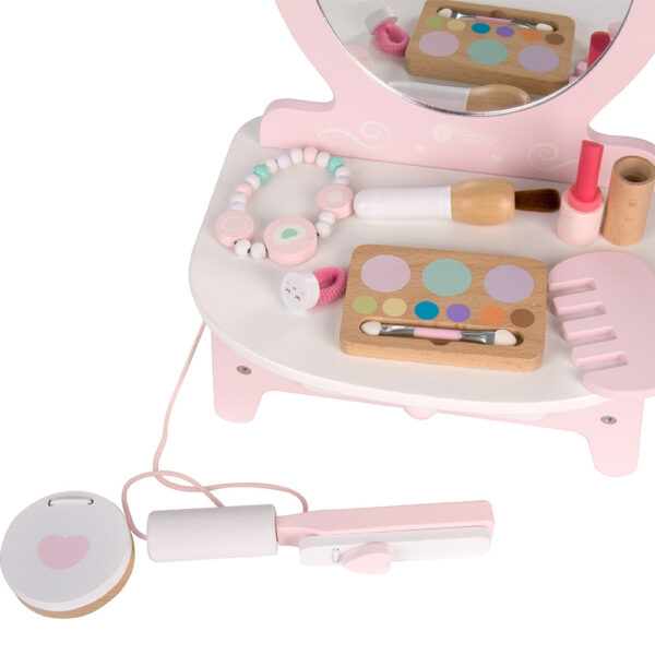 CLASSIC WORLD Drewniana Toaletka dla Dziewczynki z Lustrem + Prostownica 11 akc - 008