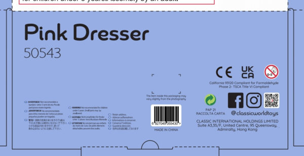 CLASSIC WORLD Drewniana Toaletka dla Dziewczynki z Lustrem + Prostownica 11 akc - 013