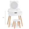 VIGA Duża Toaletka Drewniana Biała z Lustrem i Krzesełkiem - 009