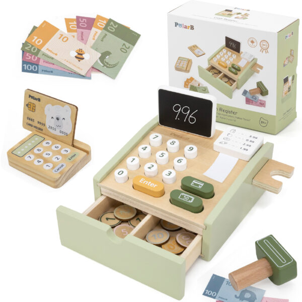 VIGA PolarB Drewniana Kasa Sklepowa Zielona - 001