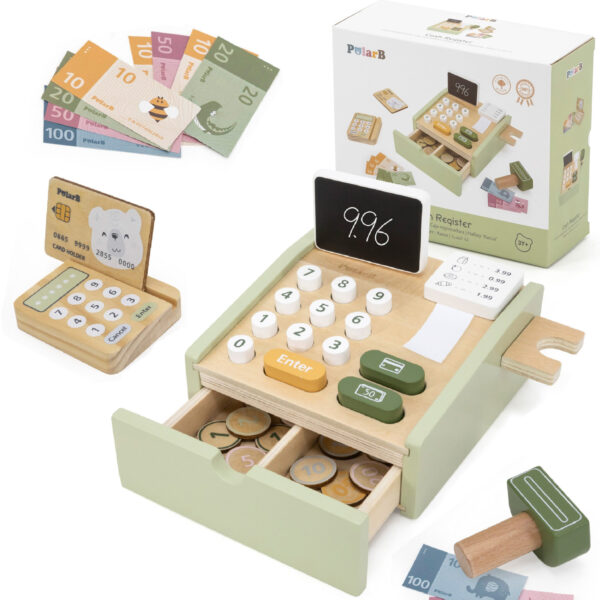 Drewniana kasa fiskalna dla dzieci PolarB - Viga Toys Edukacja - 001