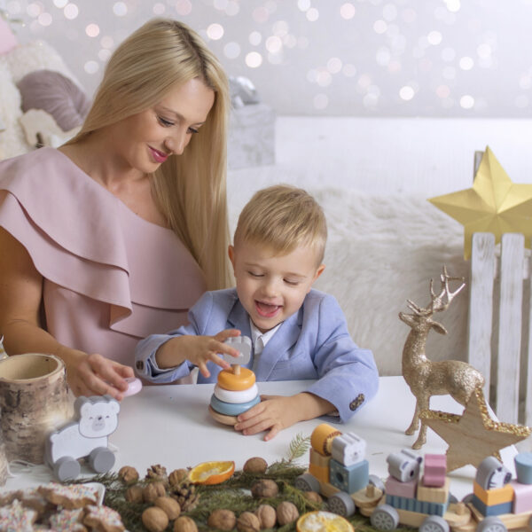 VIGA PolarB Drewniana Piramidka edukacyjna - Miś Polarny - 004