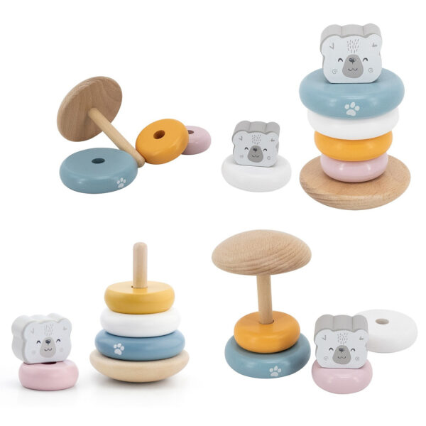 VIGA PolarB Drewniana Piramidka edukacyjna - Miś Polarny - 013