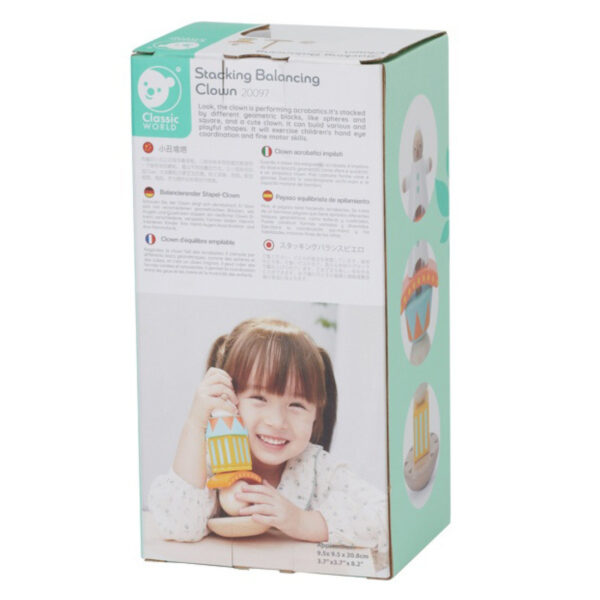 CLASSIC WORLD Drewniana Układanka Piramidka Klocki Balansujący Wesoły Klaun - 007