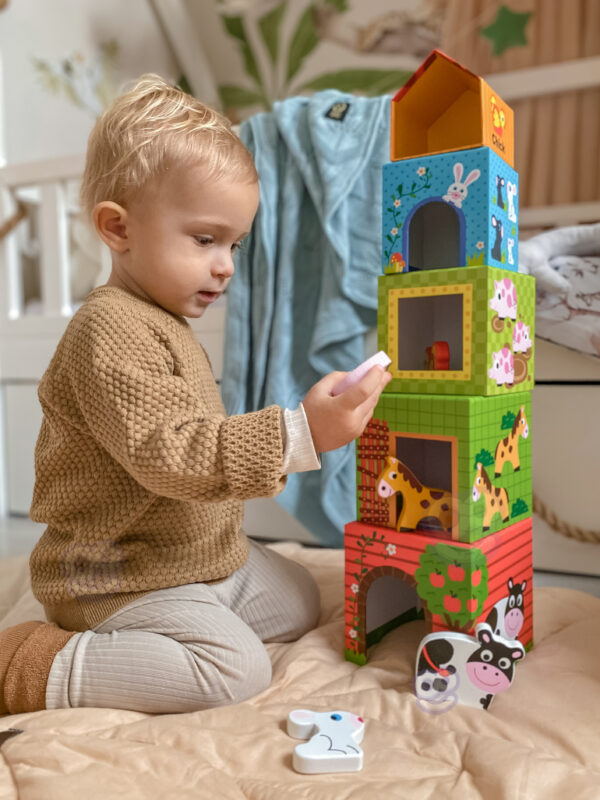 Układanka kostki farma zwierzęta 5 pudełek 12m+ – WOOPIE GREEN - 003