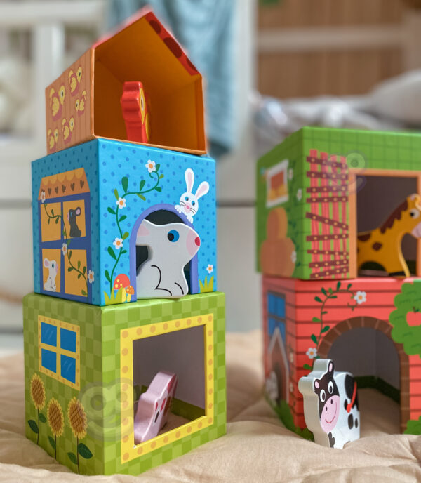 Układanka kostki farma zwierzęta 5 pudełek 12m+ – WOOPIE GREEN - 008