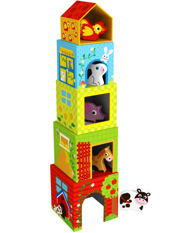 Układanka kostki farma zwierzęta 5 pudełek 12m+ – WOOPIE GREEN - 014