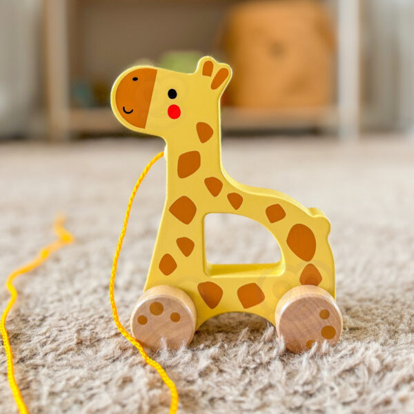 TOOKY TOY Żyrafka do Ciągnięcia Drewniany - 002