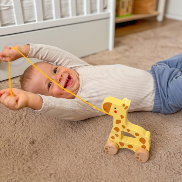 TOOKY TOY Żyrafka do Ciągnięcia Drewniany - 003