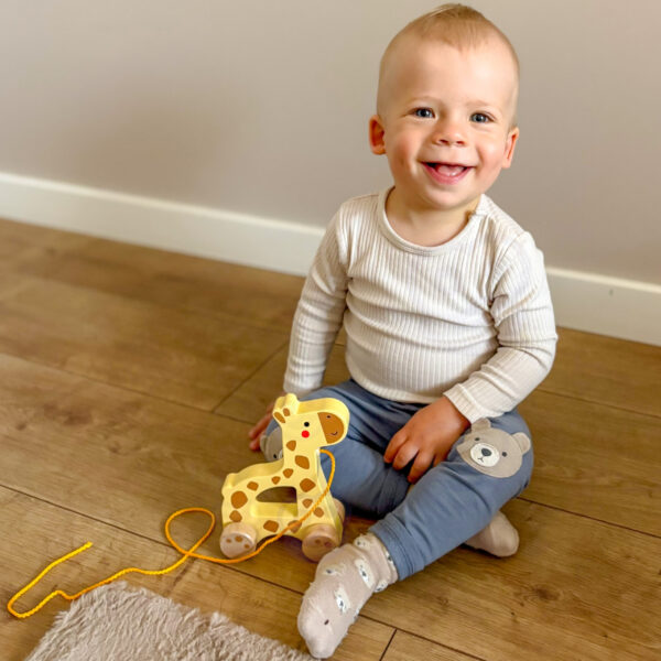 TOOKY TOY Żyrafka do Ciągnięcia Drewniany - 004