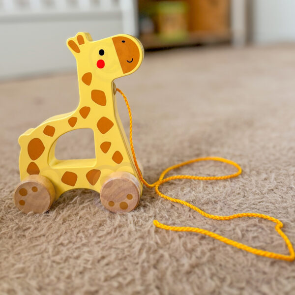 TOOKY TOY Żyrafka do Ciągnięcia Drewniany - 005