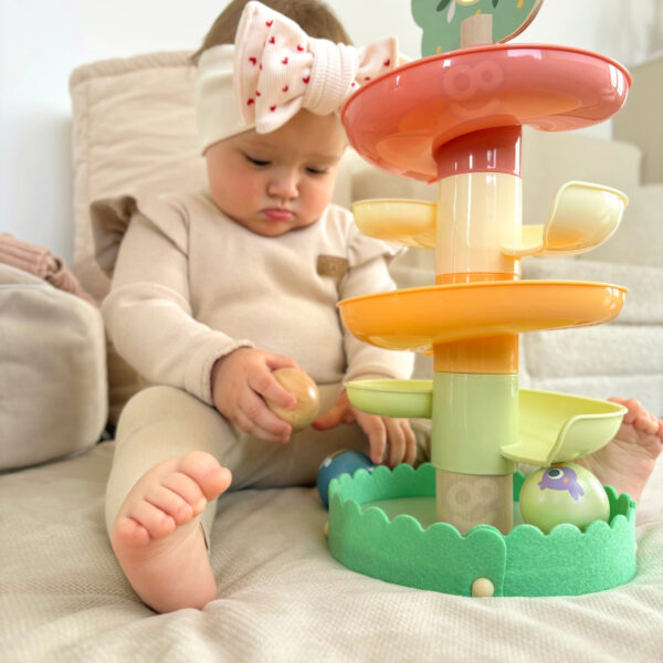 Tor kulkowy sensoryczny Montessori drewno FSC 18m+ - WOOPIE GREEN - 006