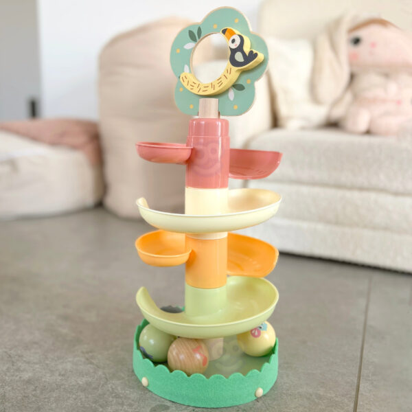 Tor kulkowy sensoryczny Montessori drewno FSC 18m+ - WOOPIE GREEN - 010