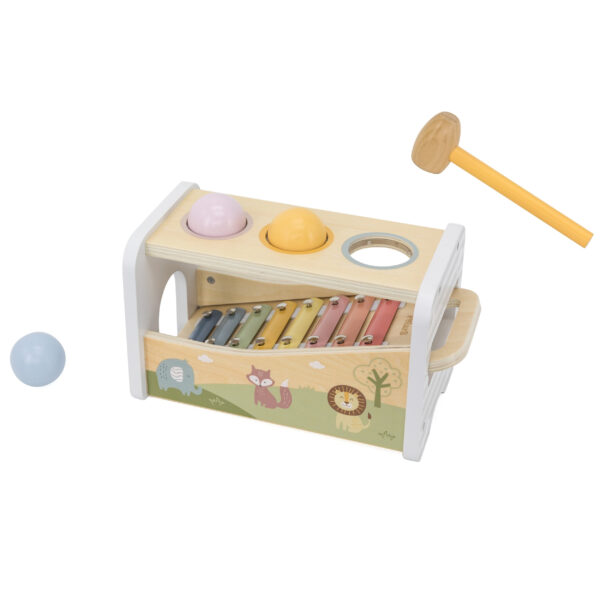 VIGA Drewniany Zestaw Wybijanka + Cymbałki Ksylofon 2w1 - 009