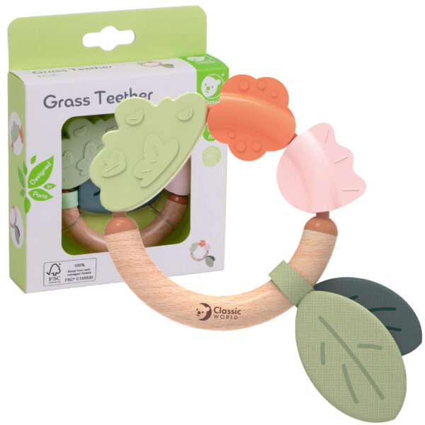 CLASSIC WORLD Drewniana Grzechotka  Sensoryczna Gryzak 2w1 - 001