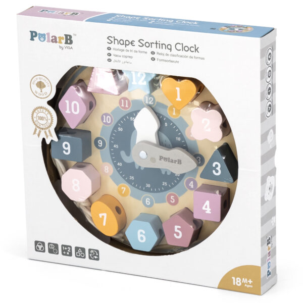 VIGA PolarB Sorter Kształtów Zegar nawlekanka Montessori - 015