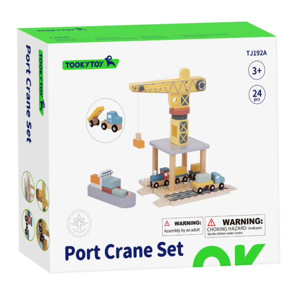 TOOKY TOY Dźwig Portowy Drewniany Zestaw - 012