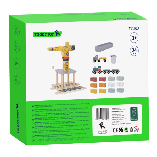 TOOKY TOY Dźwig Portowy Drewniany Zestaw - 013