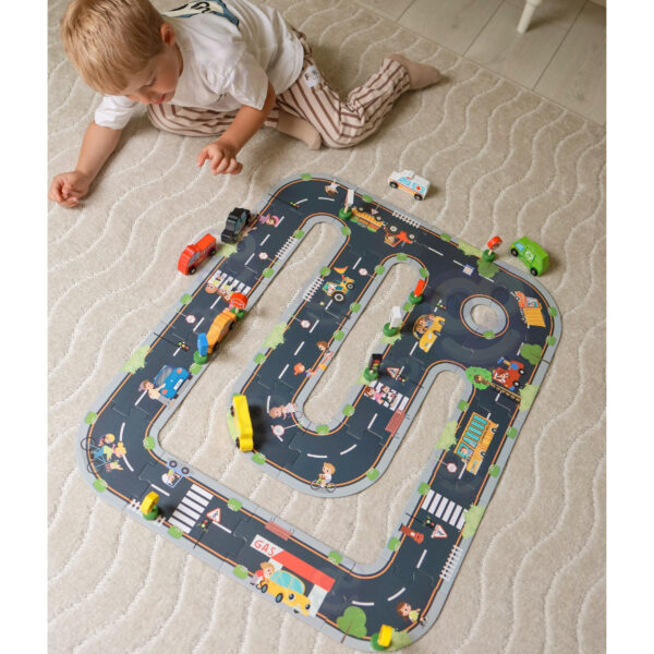 Puzzle droga z wzorami tras drewniane 5 układów FSC 3+ - WOOPIE GREEN - 005