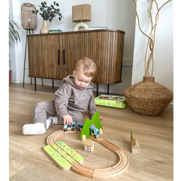 CLASSIC WORLD Zestaw Kolejka Tor Drewniany Pociąg + Sorter Kształtów 40 el. - 006
