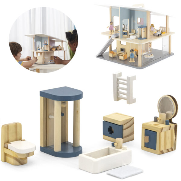 VIGA PolarB Zestaw Mebelków do Domku dla Lalek  Łazienka - 001