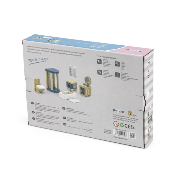 VIGA PolarB Zestaw Mebelków do Domku dla Lalek  Łazienka - 006