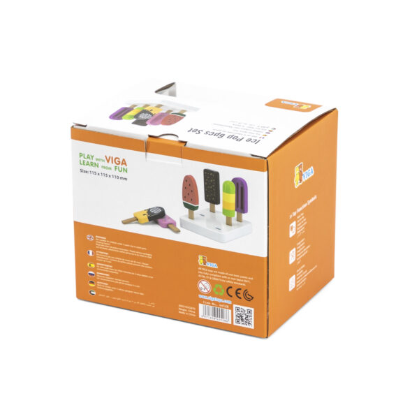 VIGA Zestaw Drewnianych Lodów na Patyku ze Stojakiem  6 szt. - 007