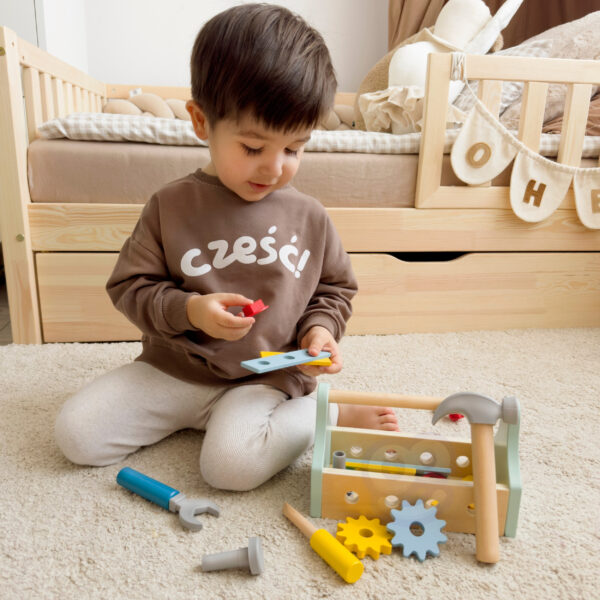 TOOKY TOY Drewniana Skrzynka z Narzędziami Zestaw 18 el. - 002