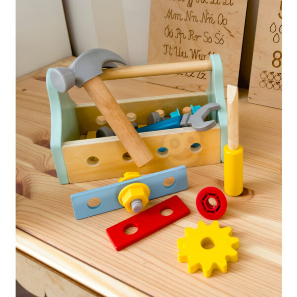 TOOKY TOY Drewniana Skrzynka z Narzędziami Zestaw 18 el. - 004