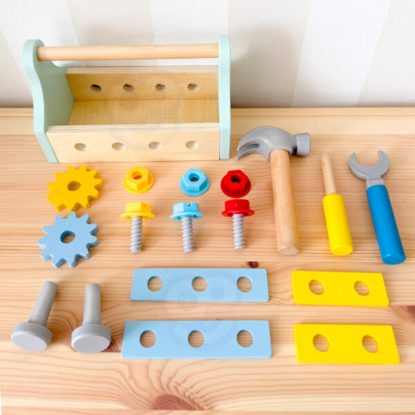 TOOKY TOY Drewniana Skrzynka z Narzędziami Zestaw 18 el. - 005