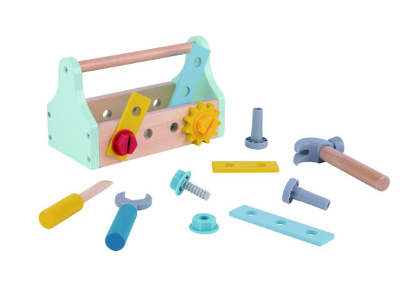 TOOKY TOY Drewniana Skrzynka z Narzędziami Zestaw 18 el. - 007