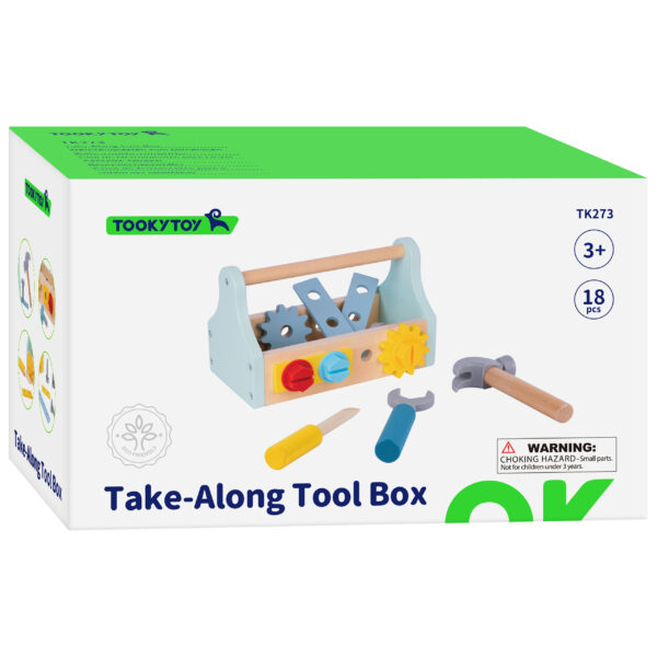 TOOKY TOY Drewniana Skrzynka z Narzędziami Zestaw 18 el. - 008