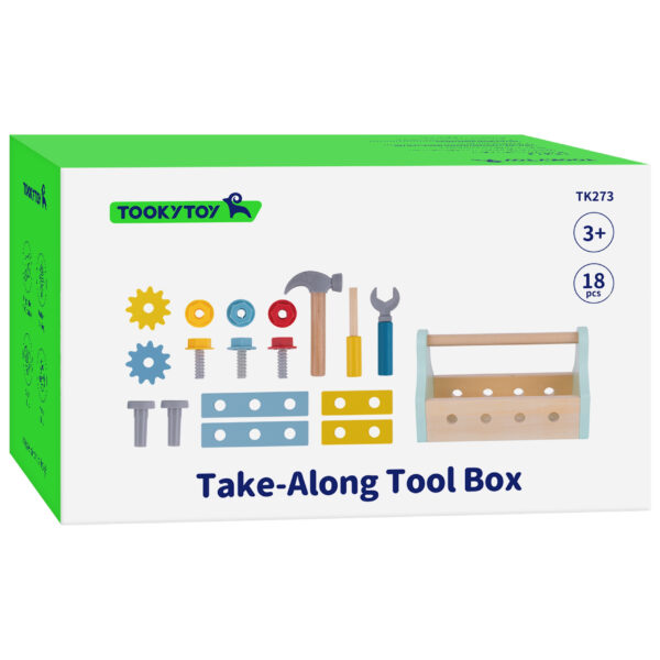 TOOKY TOY Drewniana Skrzynka z Narzędziami Zestaw 18 el. - 009