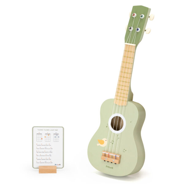Viga Drewniane Ukulele Gitara Dla Dzieci Zielone Z Nutami - 002