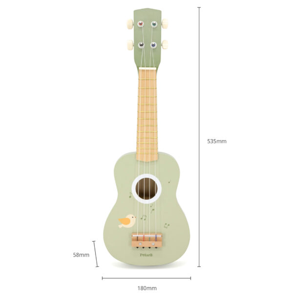 Viga Drewniane Ukulele Gitara Dla Dzieci Zielone Z Nutami - 004