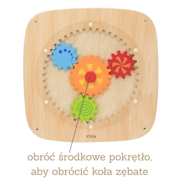 VIGA Drewniana Tablica z Kolorowymi Kołami Zębatymi - 006
