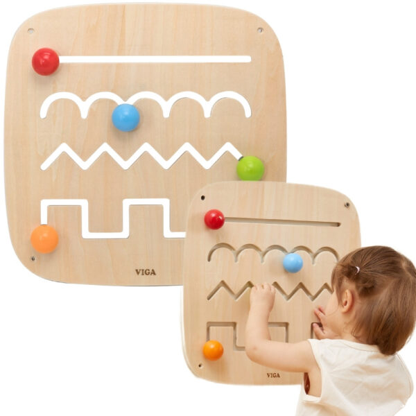 VIGA Drewniana Tablica Manipulacyjna Sensoryczna Labirynt - 001 VIGA Drewniana Tablica Manipulacyjna Sensoryczna Labirynt - 001