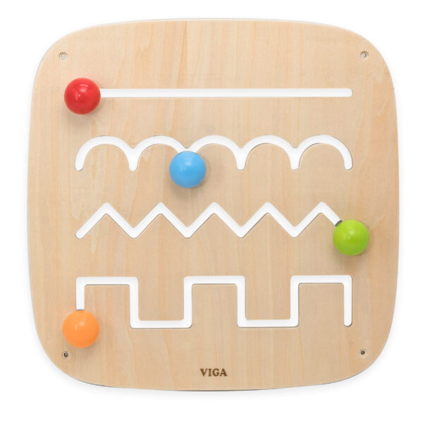 VIGA Drewniana Tablica Manipulacyjna Sensoryczna Labirynt - 004