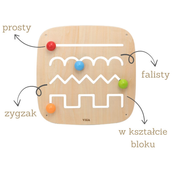 VIGA Drewniana Tablica Manipulacyjna Sensoryczna Labirynt - 005