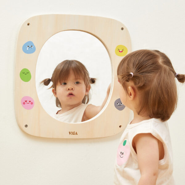 VIGA Drewniana Tablica z Lustrem i Emotkami - 003